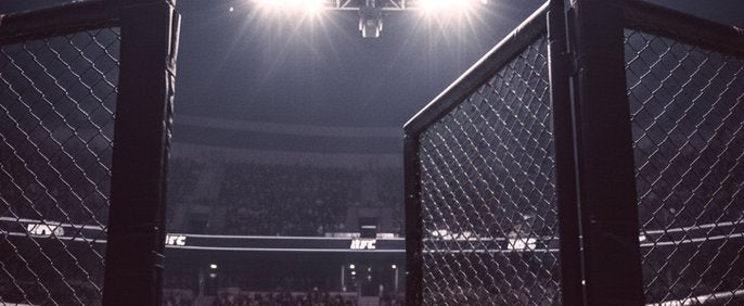 Arena do UFC ilustrando o calendário de eventos previsto para junho de 2026
