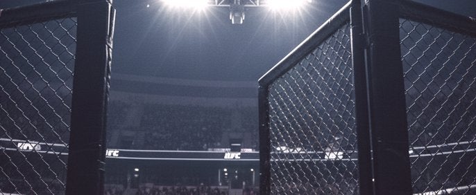 Arena do UFC ilustrando o calendário de eventos do mês de outubro de 2026