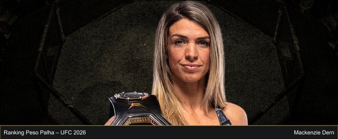 Mackenzie Dern ostenta o cinturão peso palha do UFC. Foto - Ranking de 2026